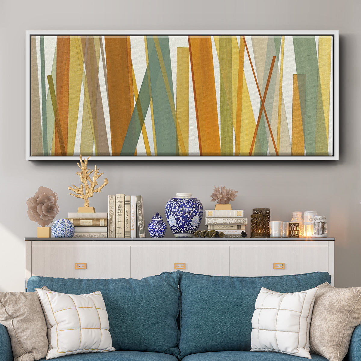 Colorful Lines - Floater Framed Canvas Print