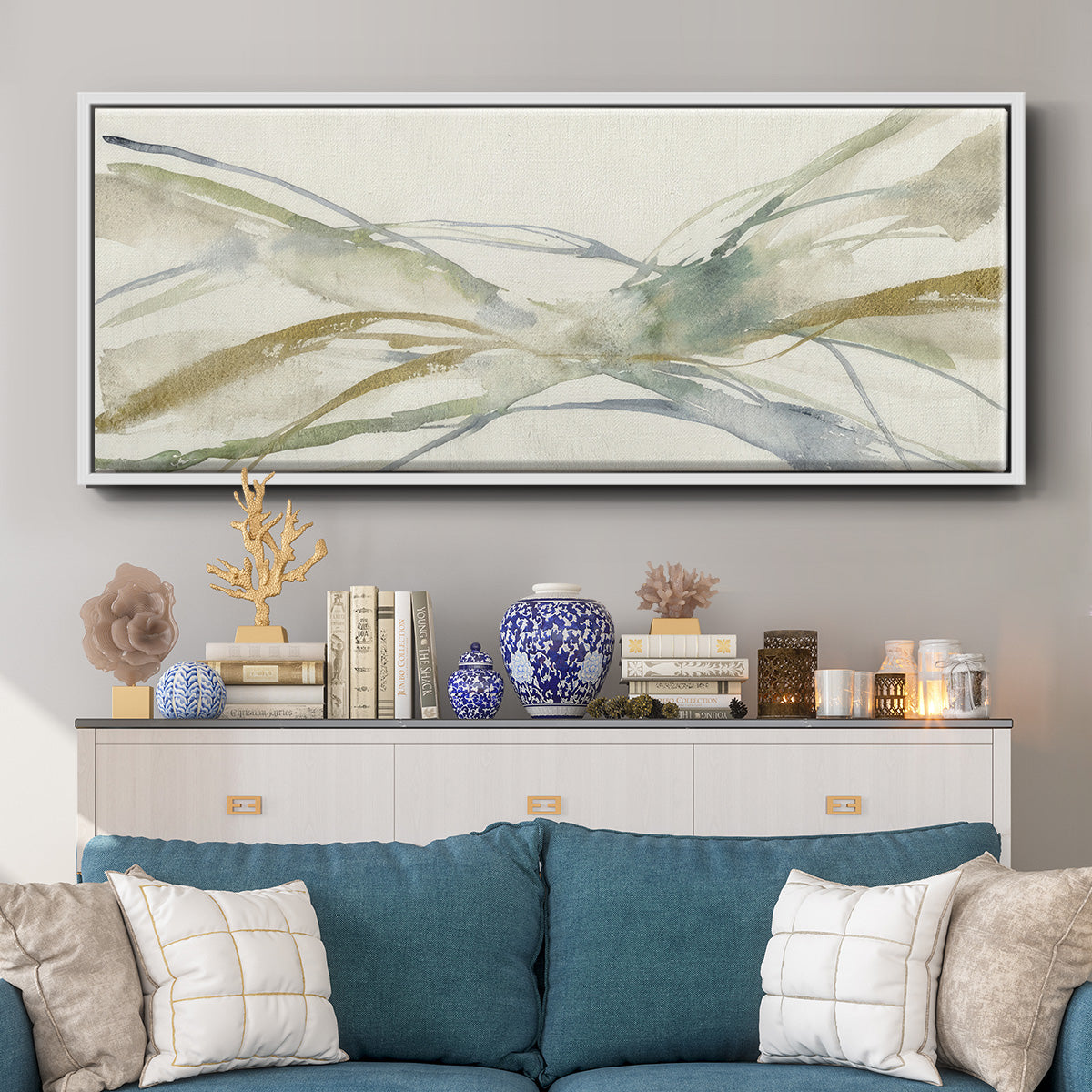 Watercolor Waves II - Floater Framed Canvas Print
