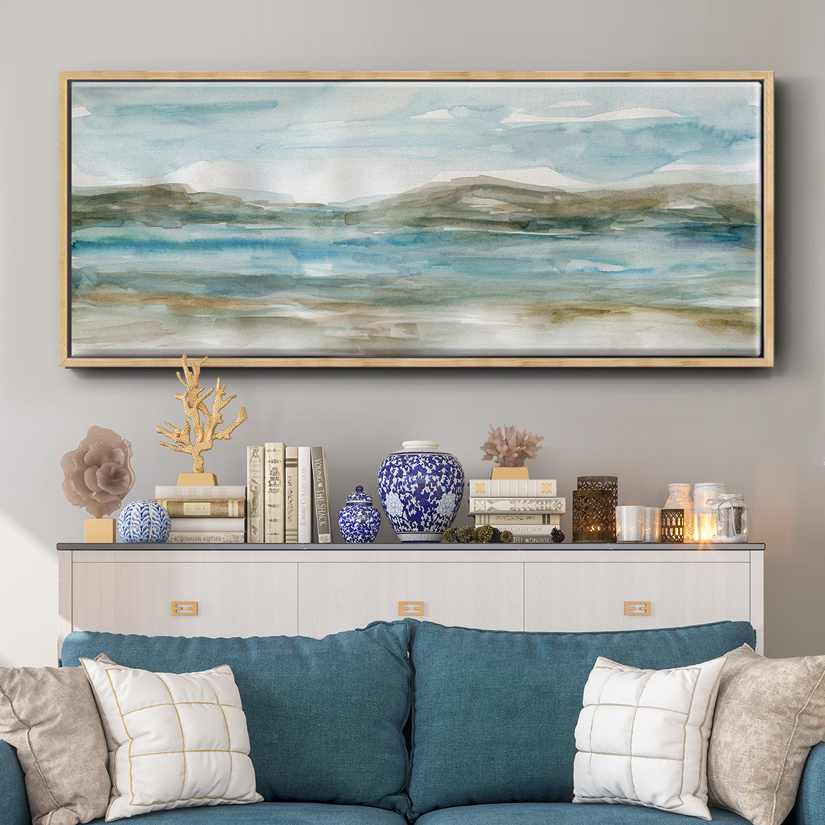Peaceful Beach I - Floater Framed Canvas Print