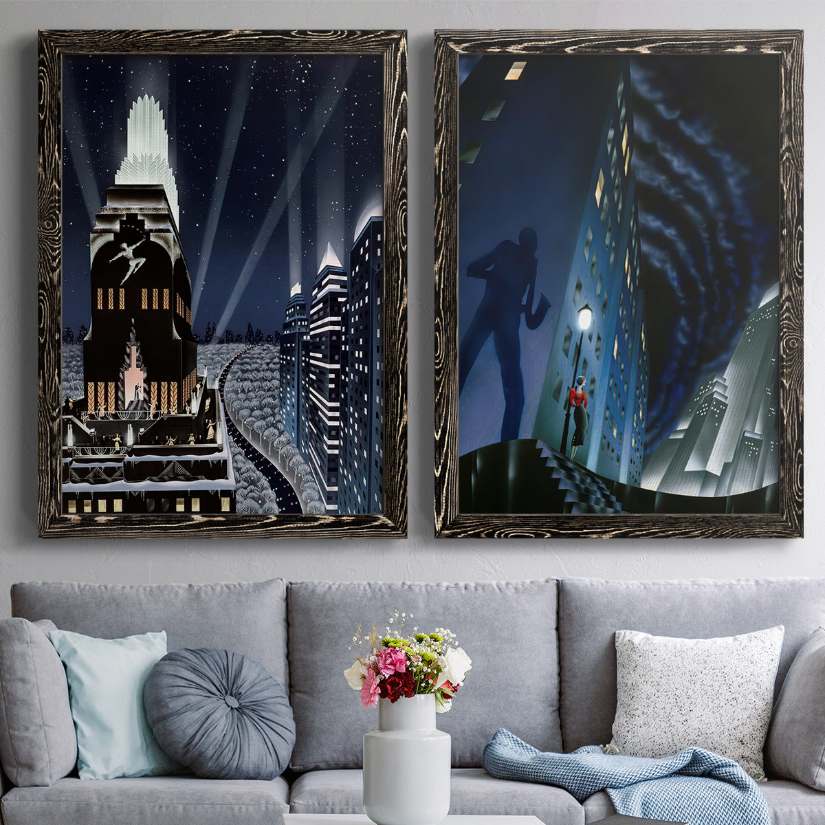 Rooftop Serenade - Premium Framed Canvas 2 Piece Set - Ready to Hang