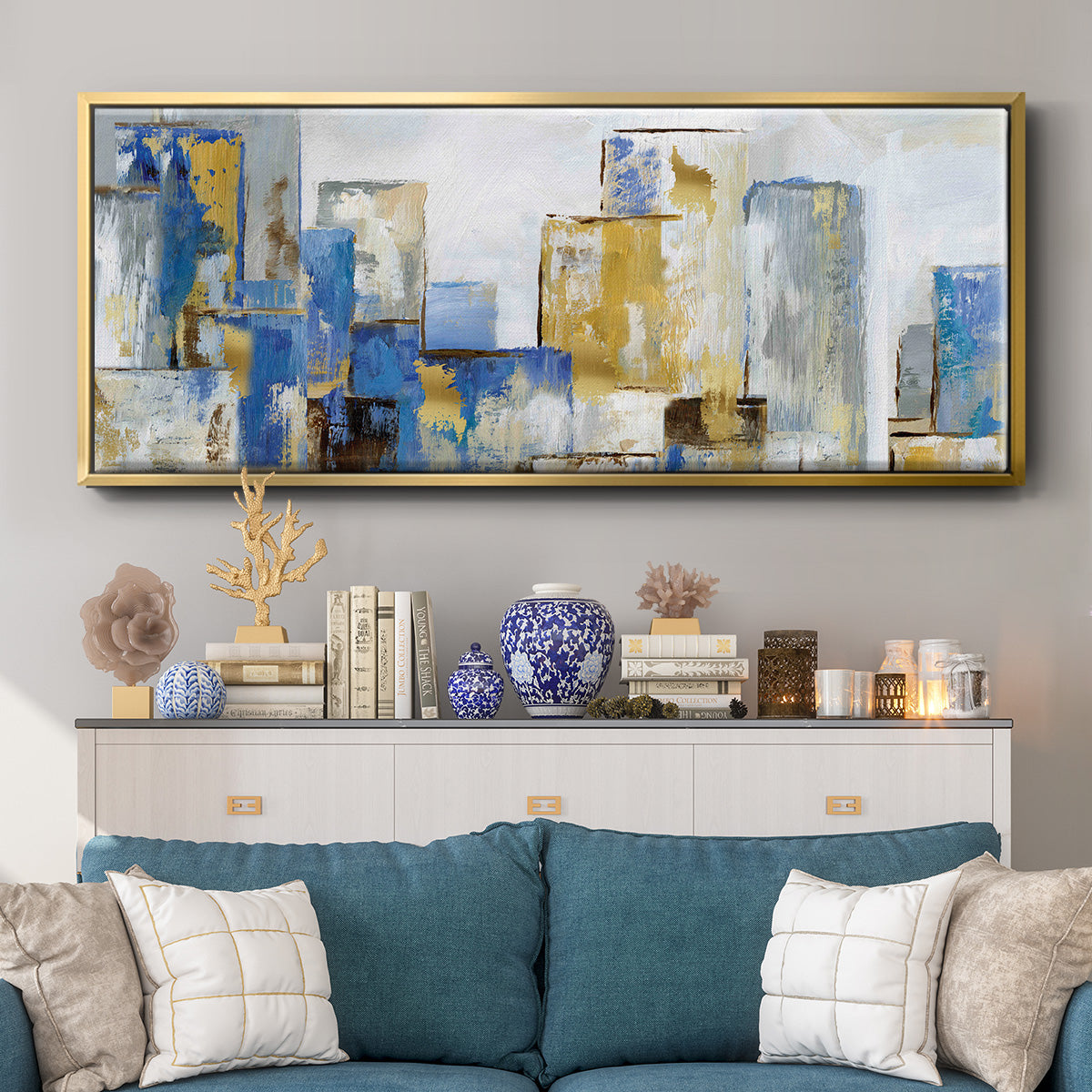 City Blues I - Floater Framed Canvas Print