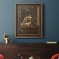 Classical genre painting of a child blowing soap bubbles by Jean-Siméon Chardin in an ornate bronzed mahogany wood frame displayed in a dark-toned interior setting.