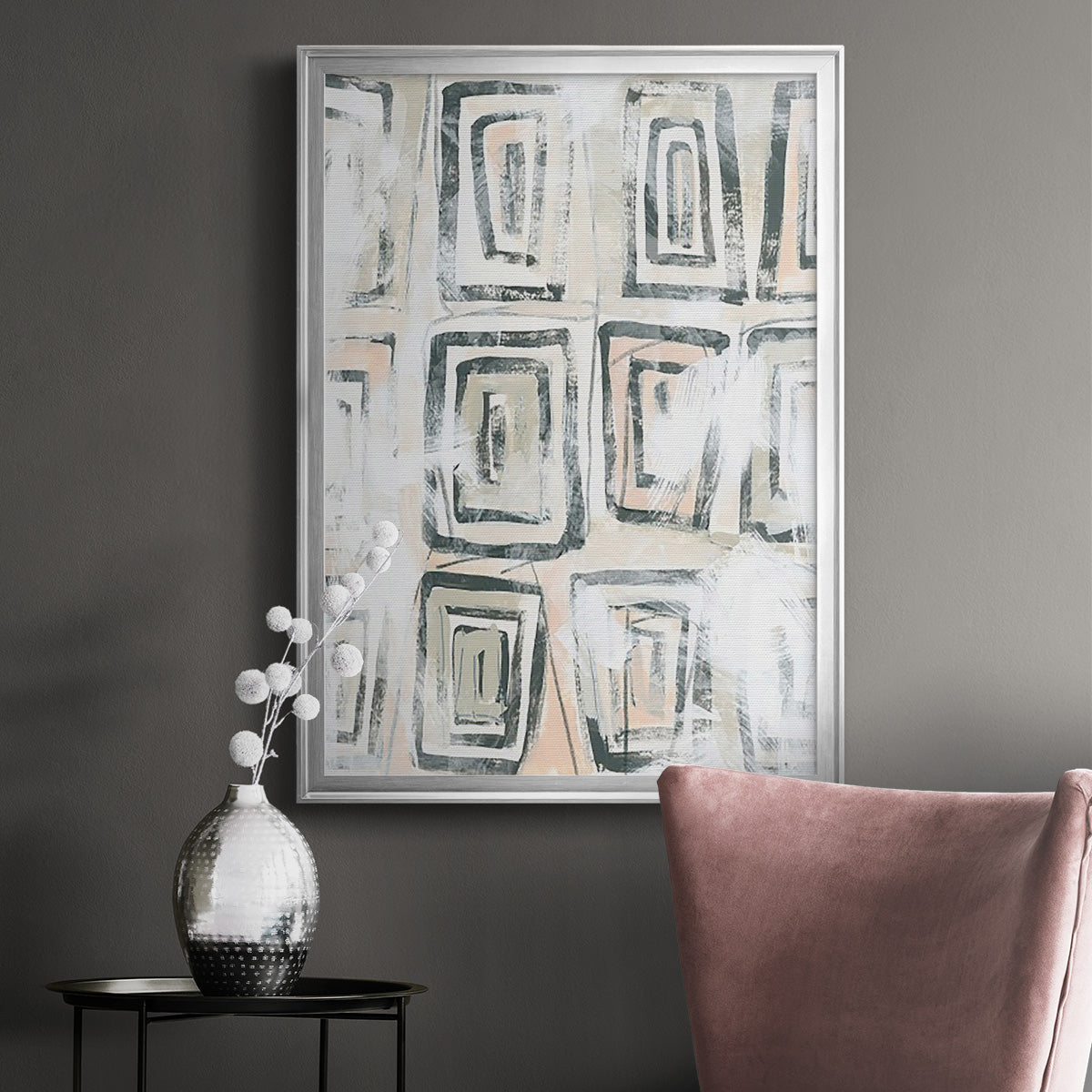 Sand Glyphs IV - Modern Framed Canvas Print