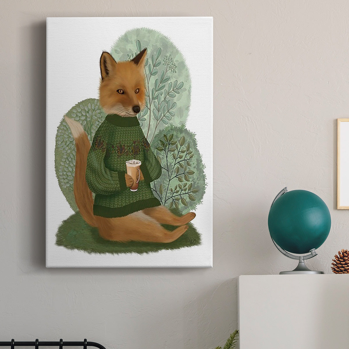 Latte Fox in Sweater Premium Gallery Wrapped Canvas - Ready to Hang