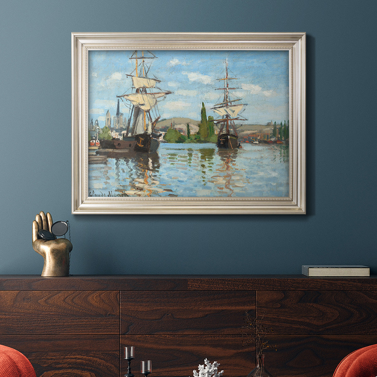 Ships Riding on the Seine - Ornate Framed Canvas Print