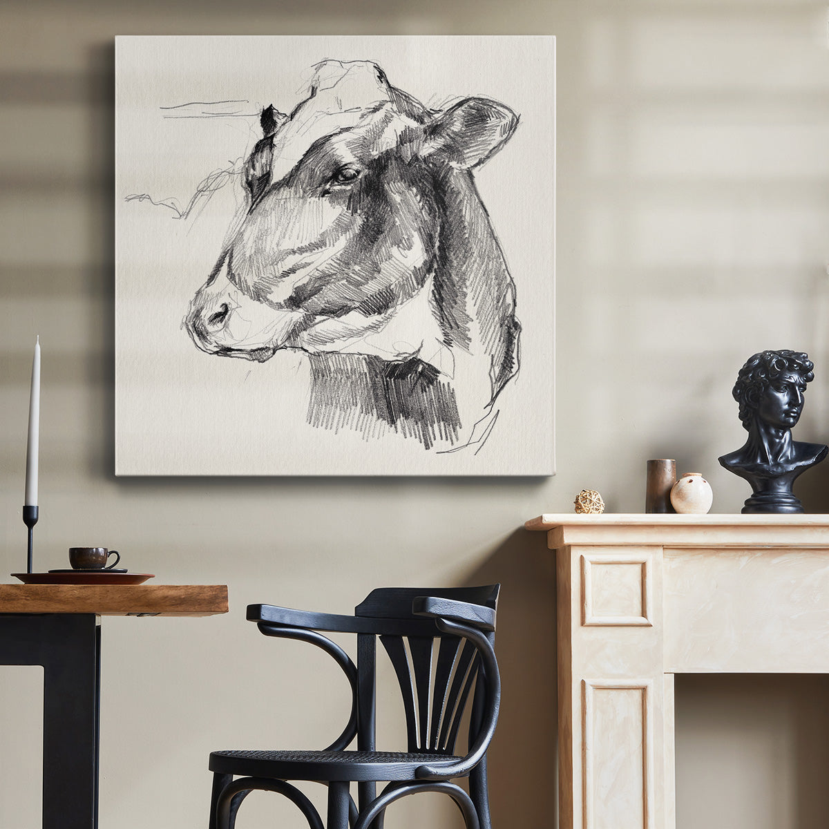 Holstein Portrait Sketch II - Canvas Art Print