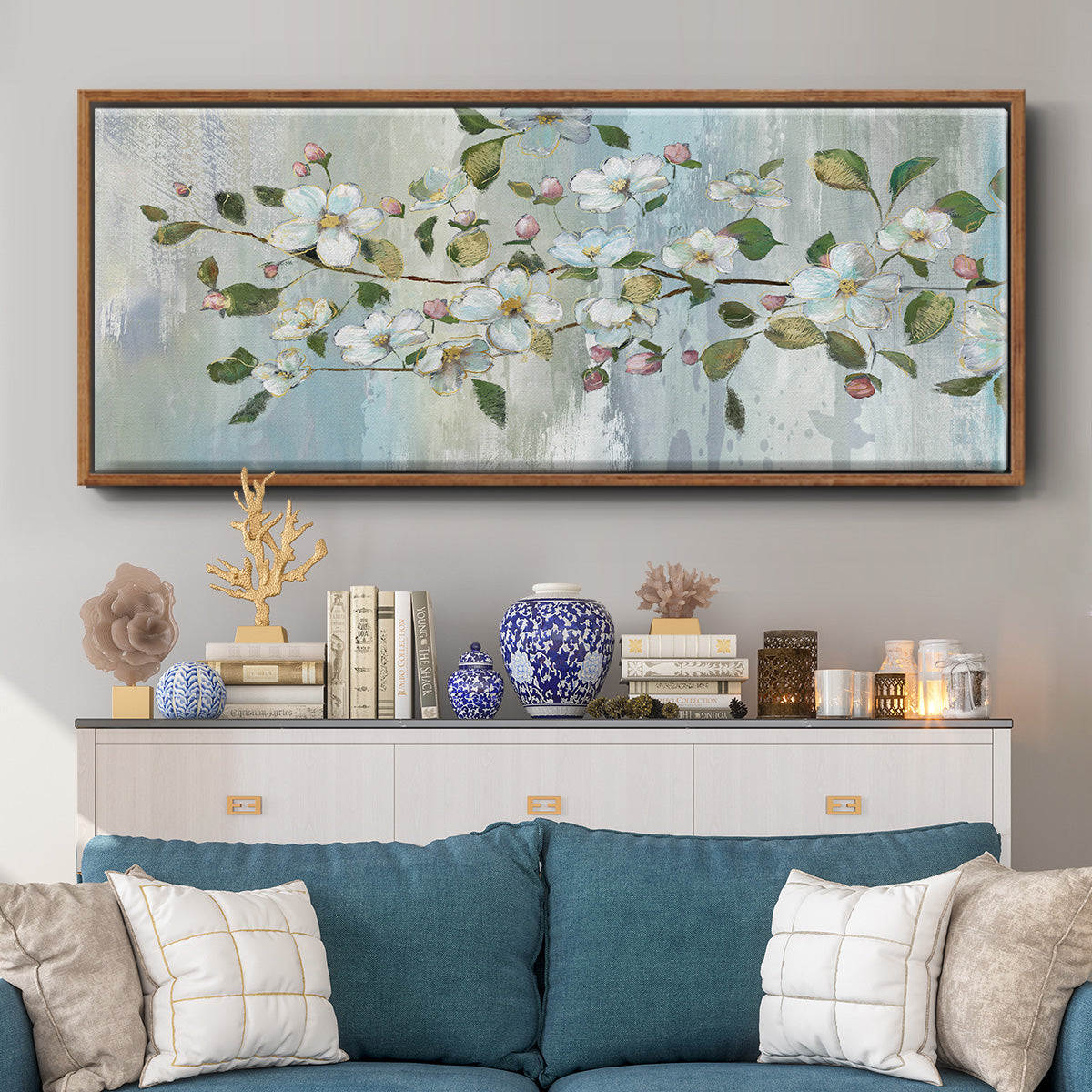 Painterly Blossoms - Floater Framed Canvas Print