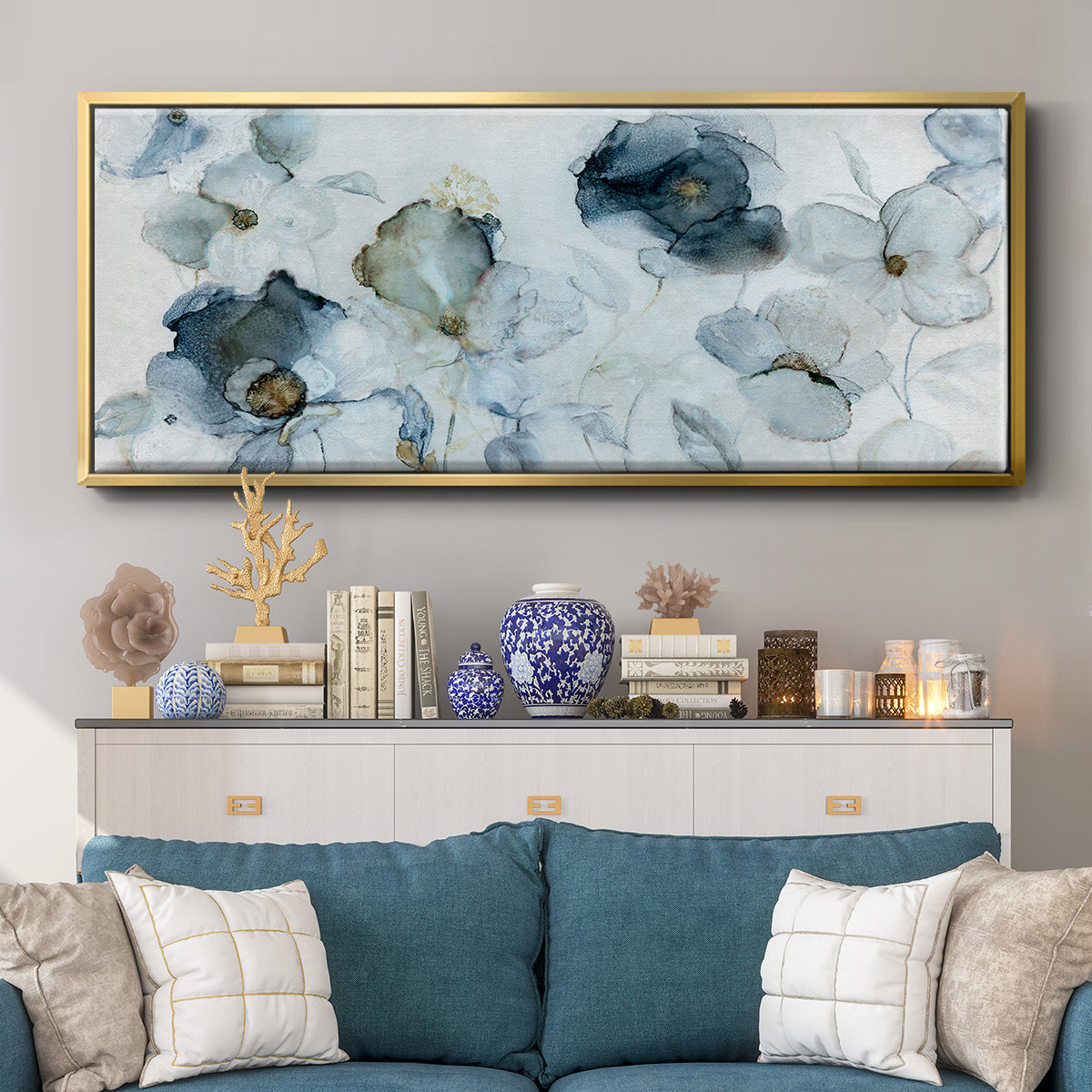 Flowering Indigo - Floater Framed Canvas Print