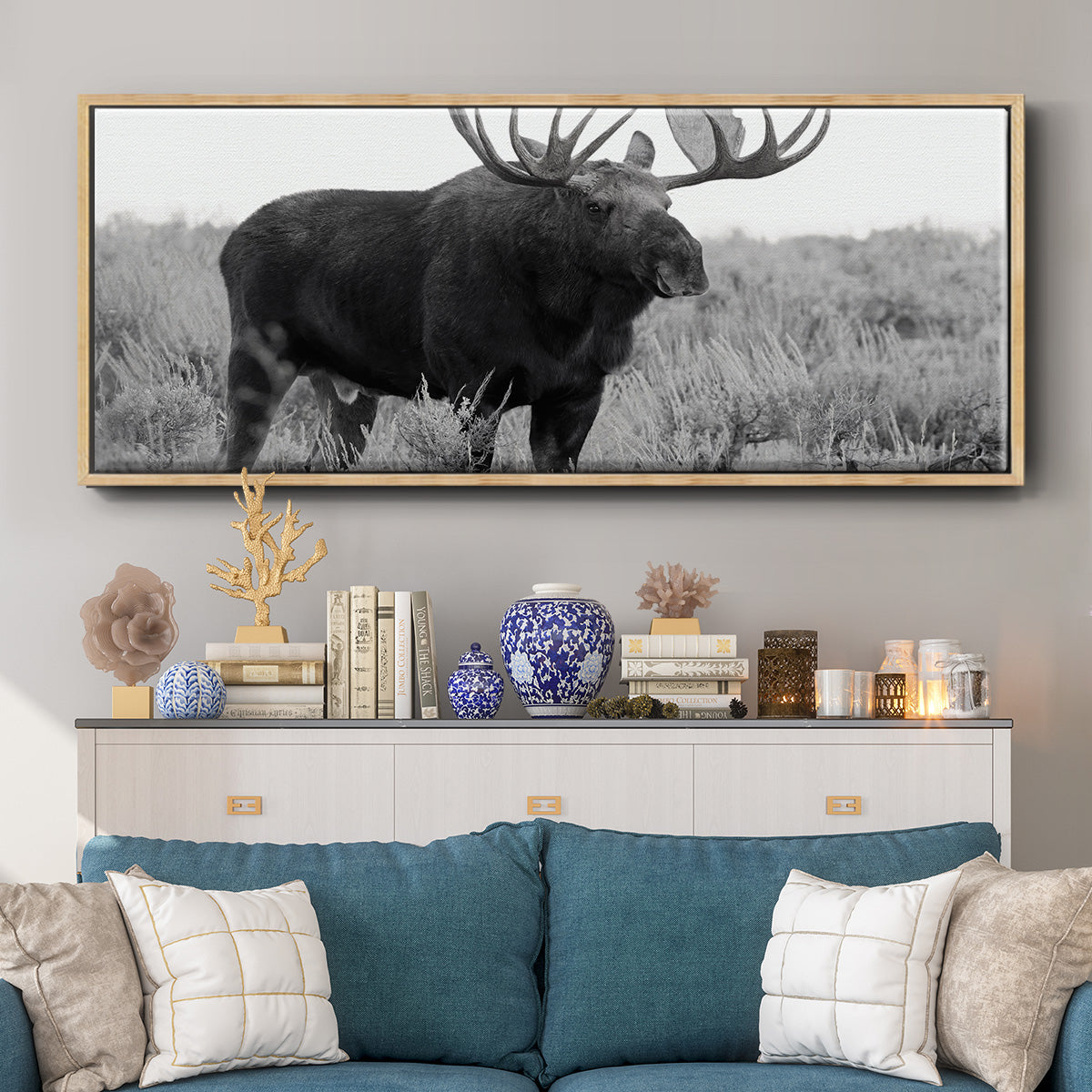 Grand Teton Bull Moose - Floater Framed Canvas Print