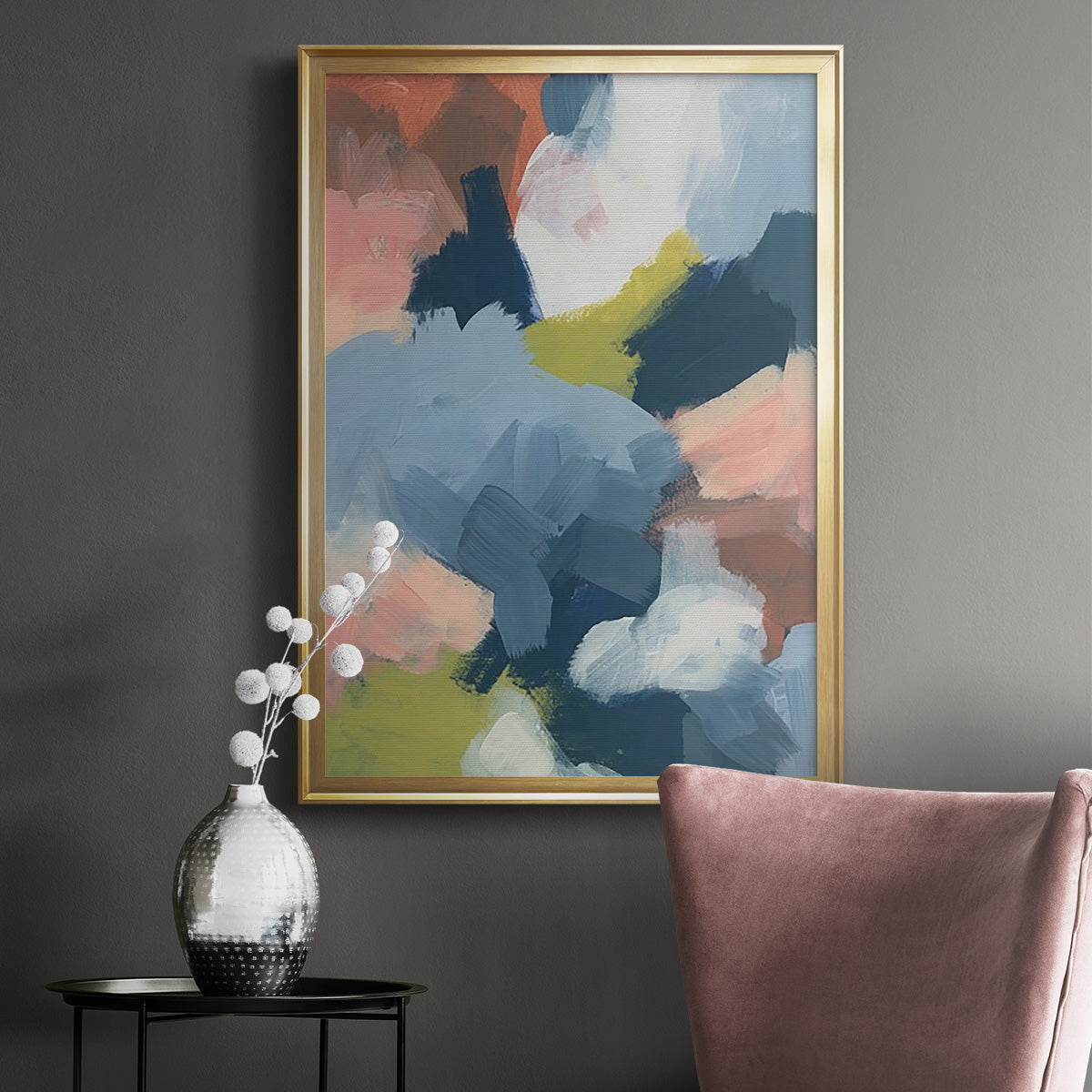 Soft Indigo Atmosphere I - Modern Framed Canvas Print