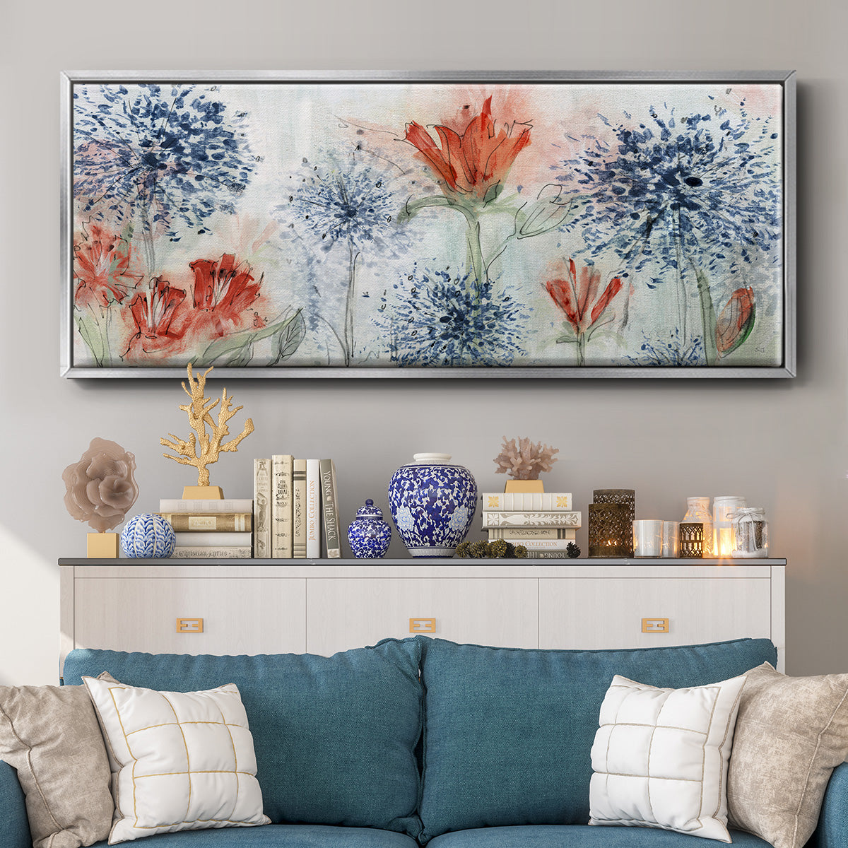 Tiger Lily Field - Floater Framed Canvas Print