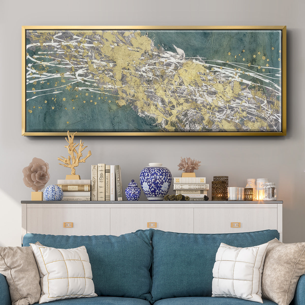 Mistral VI in Sea Green - Floater Framed Canvas Print