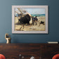 Impressionist nautical work scene by Édouard Manet in an ornate weathered white frame displayed in a dark-toned interior setting.