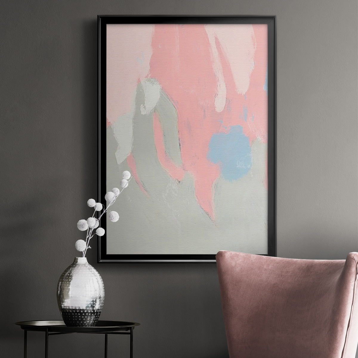 Blushing Abstract I - Modern Framed Canvas Print