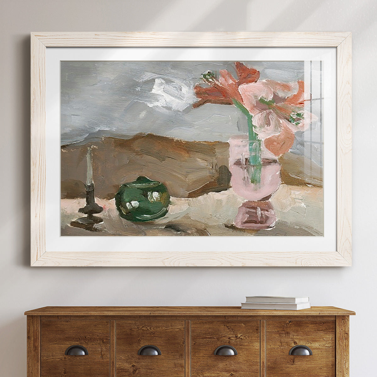 Vase of Pink Flowers II - Barnwood Framed Art Print