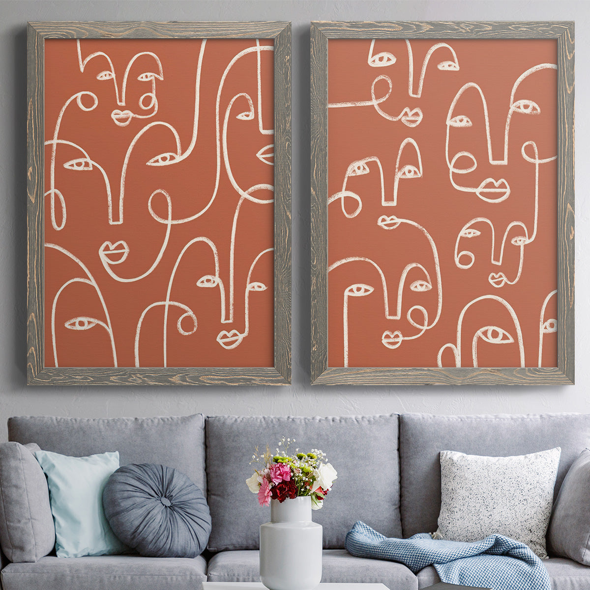 Connected Expressions I - Premium Framed Canvas 2 Piece Set - Ready to Hang