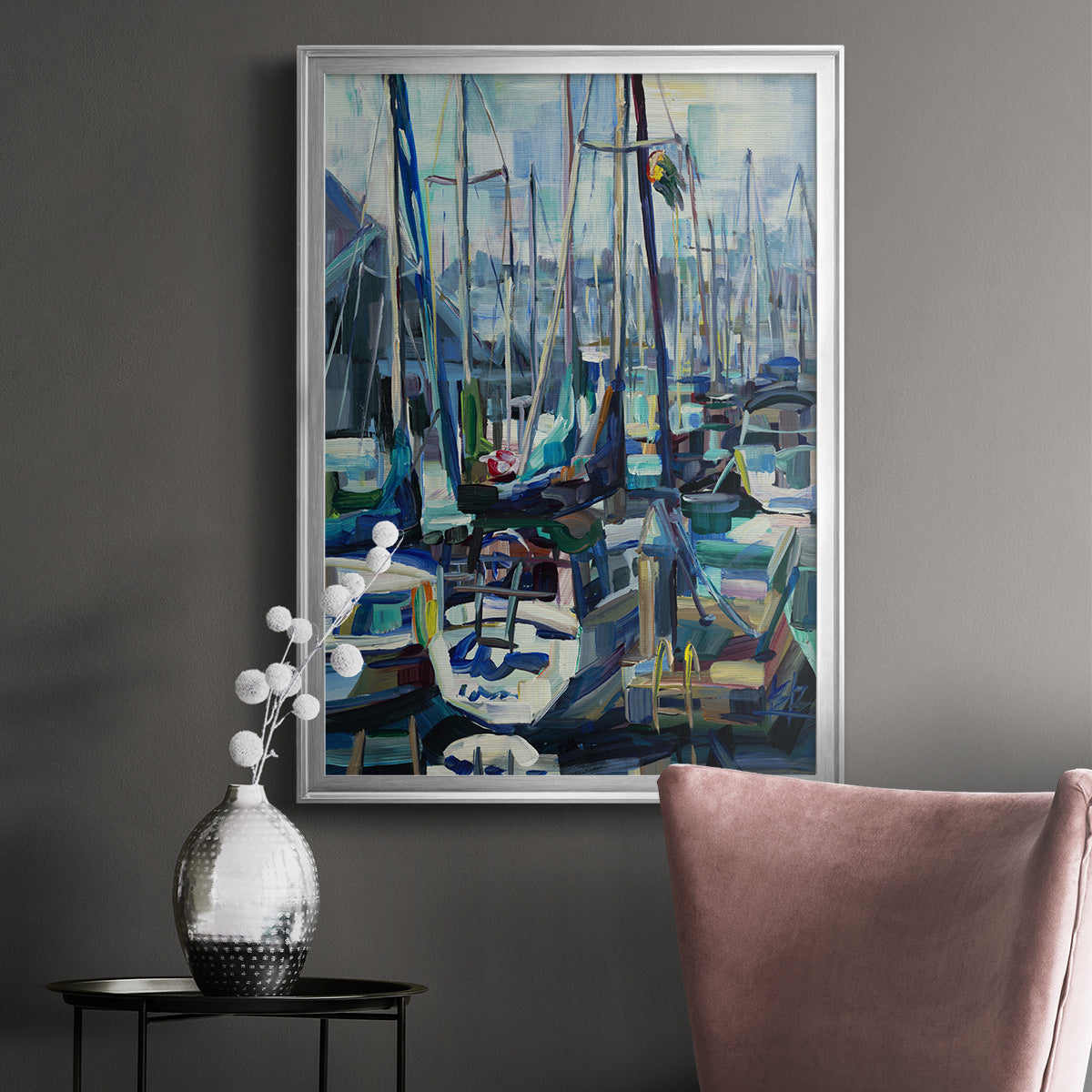 Edmonds Marina - Modern Framed Canvas Print