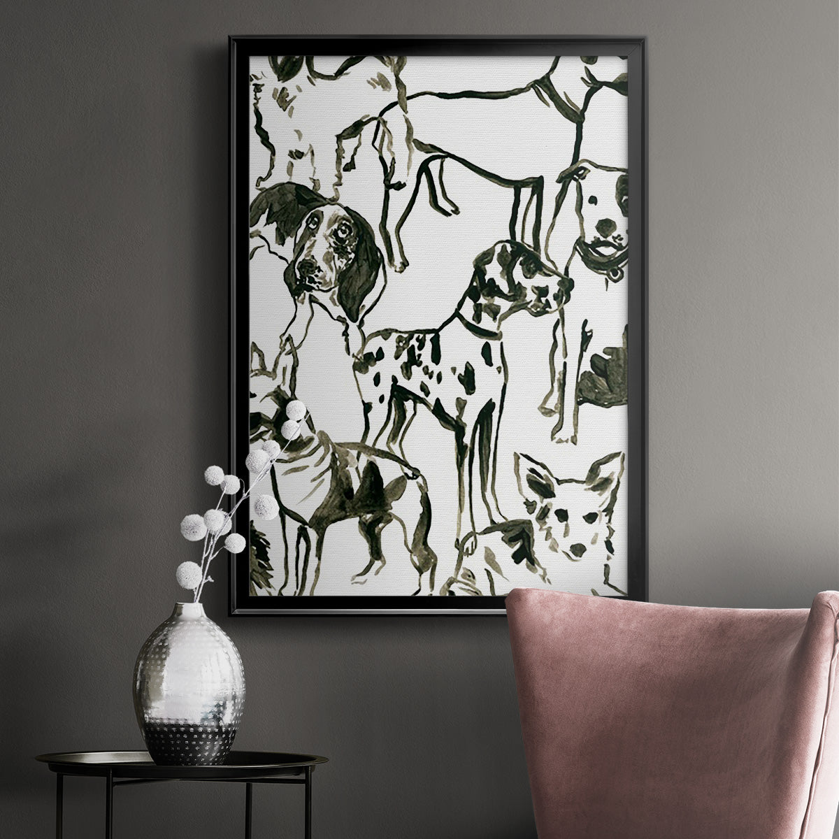 Canine Collage II - Modern Framed Canvas Print