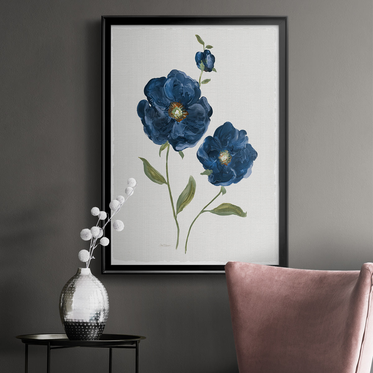 Blue Poppies - Modern Framed Canvas Print