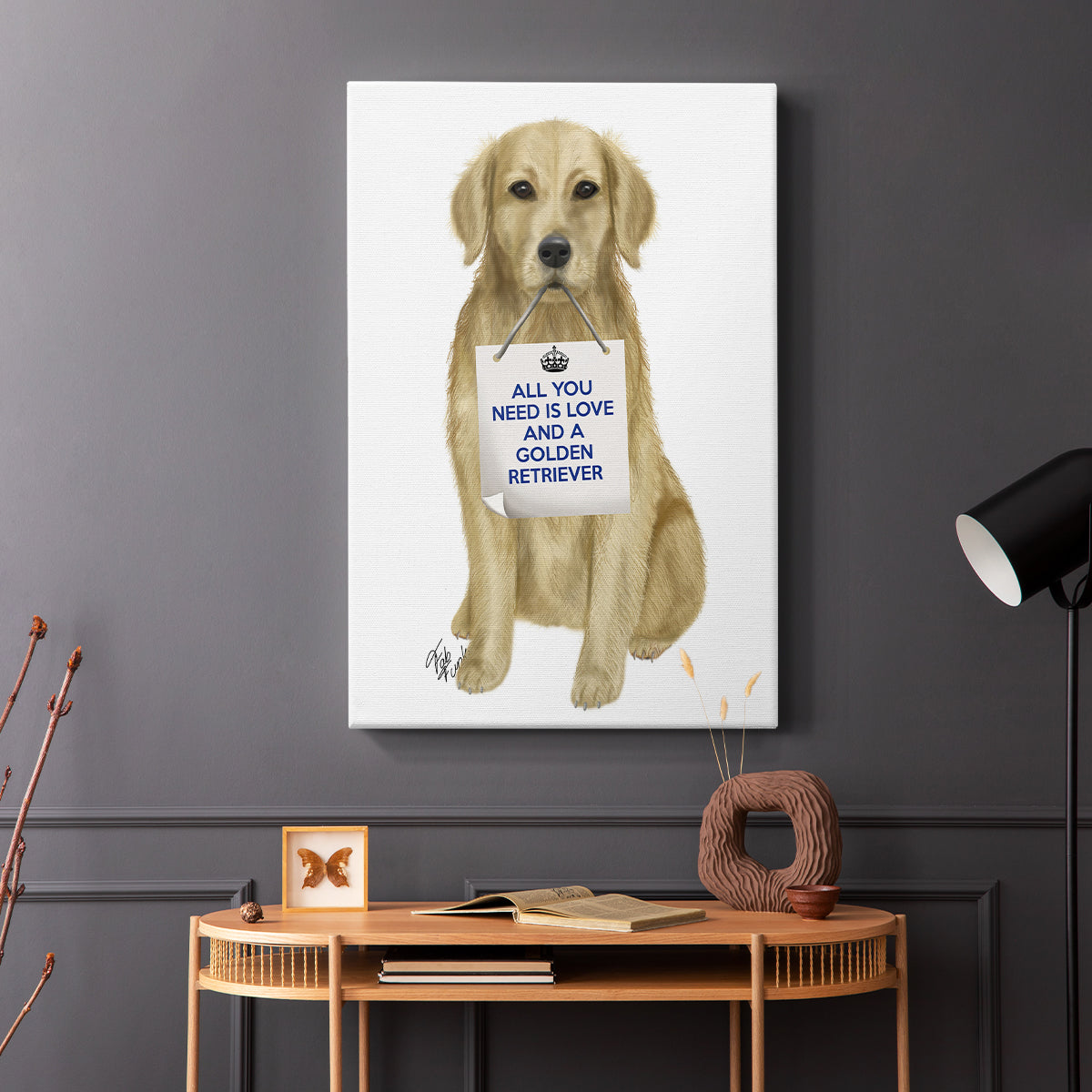 Love and Golden Retriever - Canvas Art Print