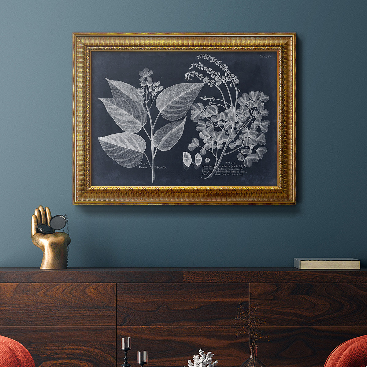 Foliage on Navy III Premium Framed Canvas- Ready to Hang