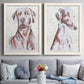 Sitting Dog I - Premium Framed Canvas 2 Piece Set - Ready to Hang