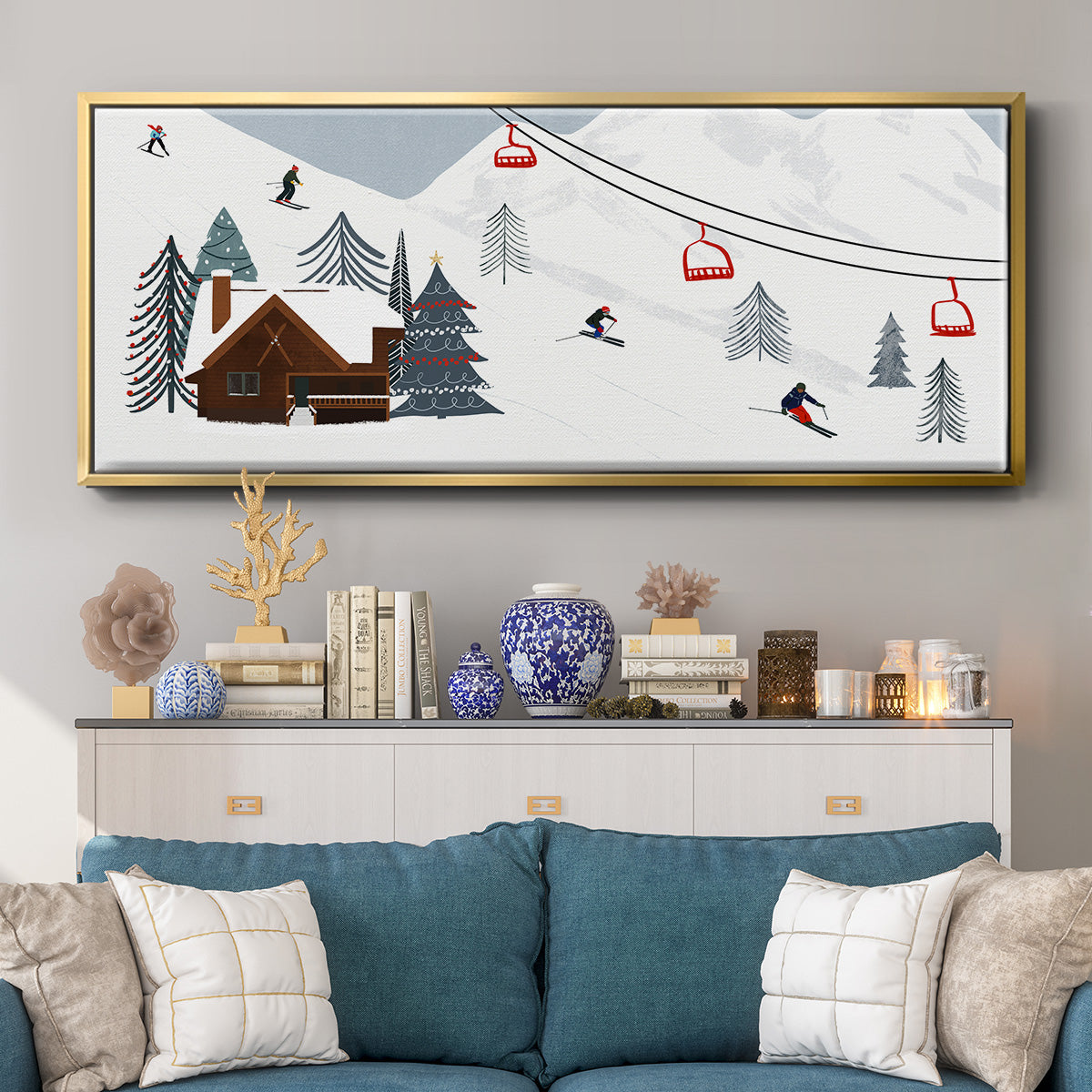 Ski Slope Collection D - Floater Framed Canvas Print