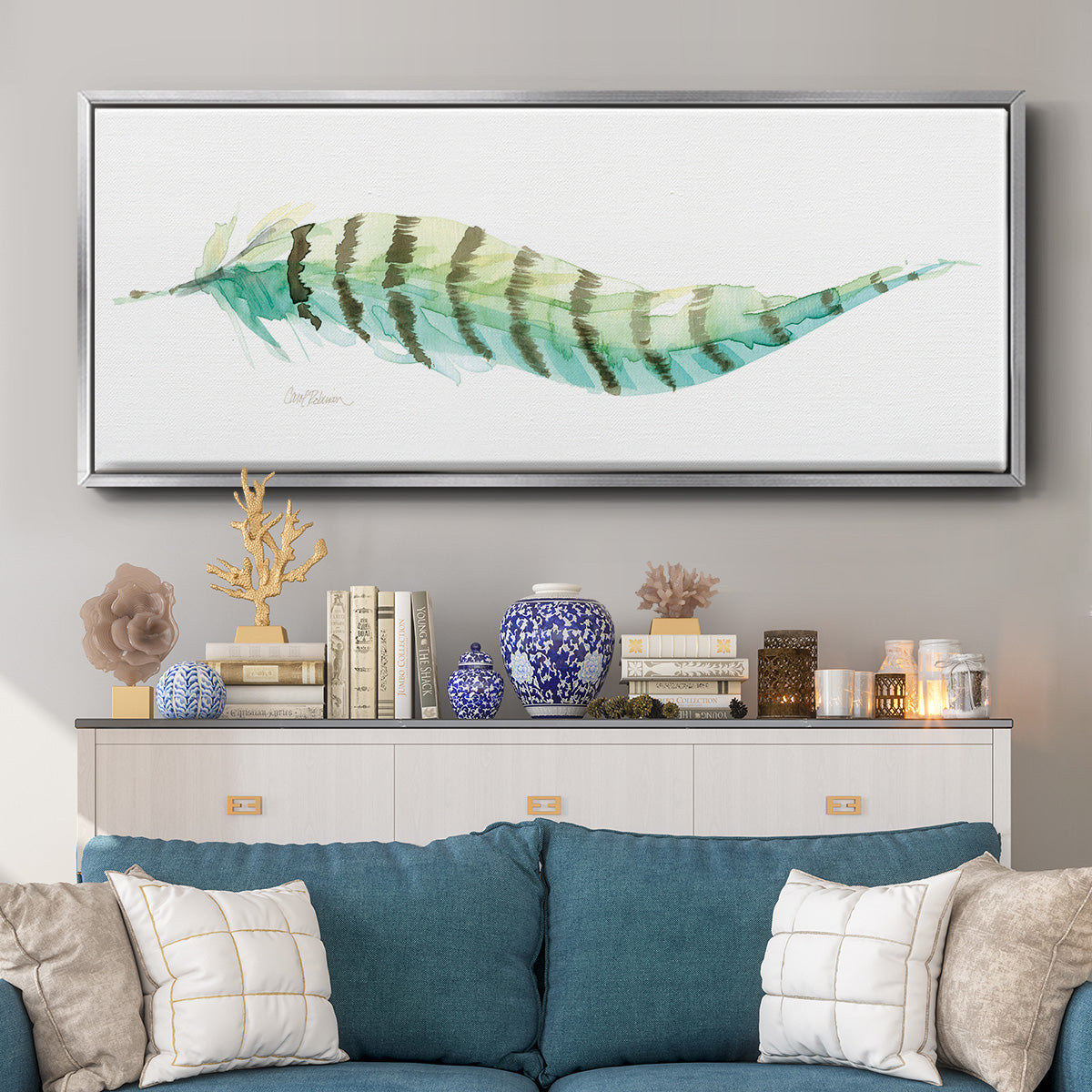Tail Feather II - Floater Framed Canvas Print