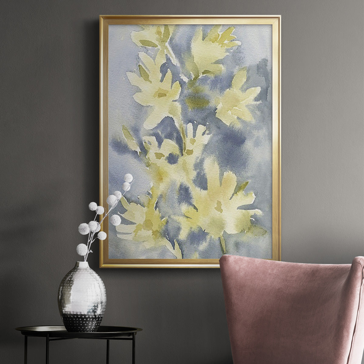 Forsythia Blooms I - Modern Framed Canvas Print