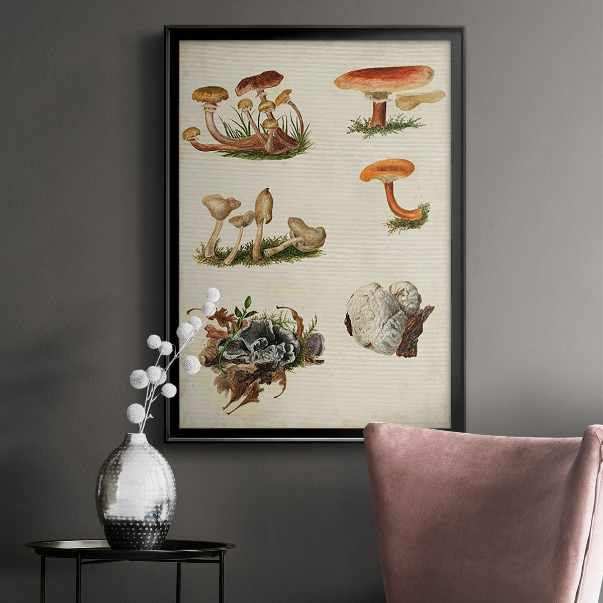 Mushroom Species X - Modern Framed Canvas Print