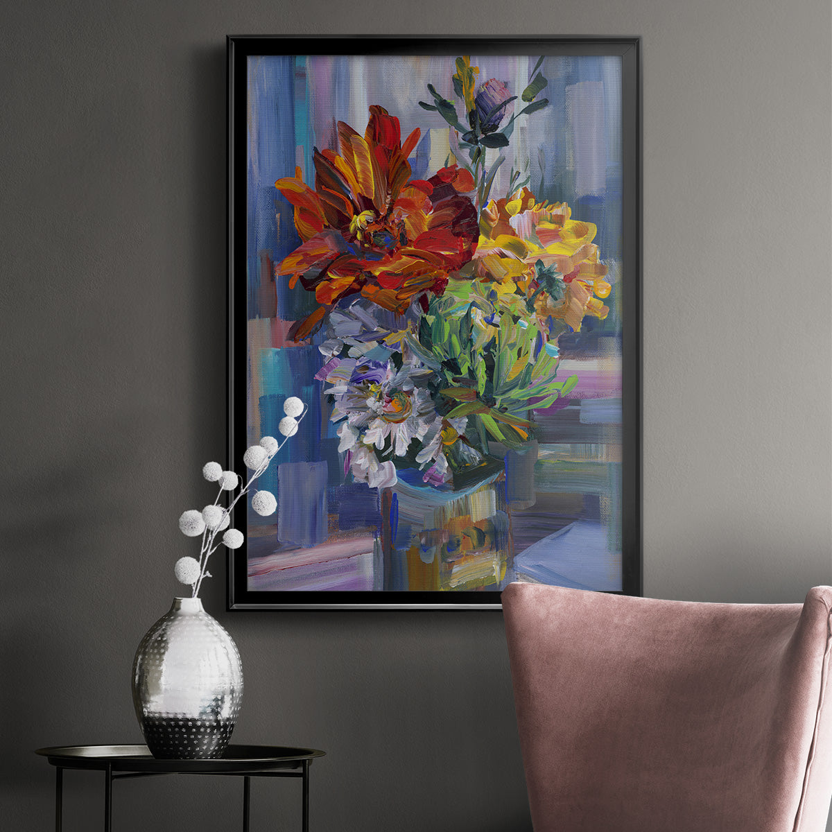 Modern Bouquet - Modern Framed Canvas Print