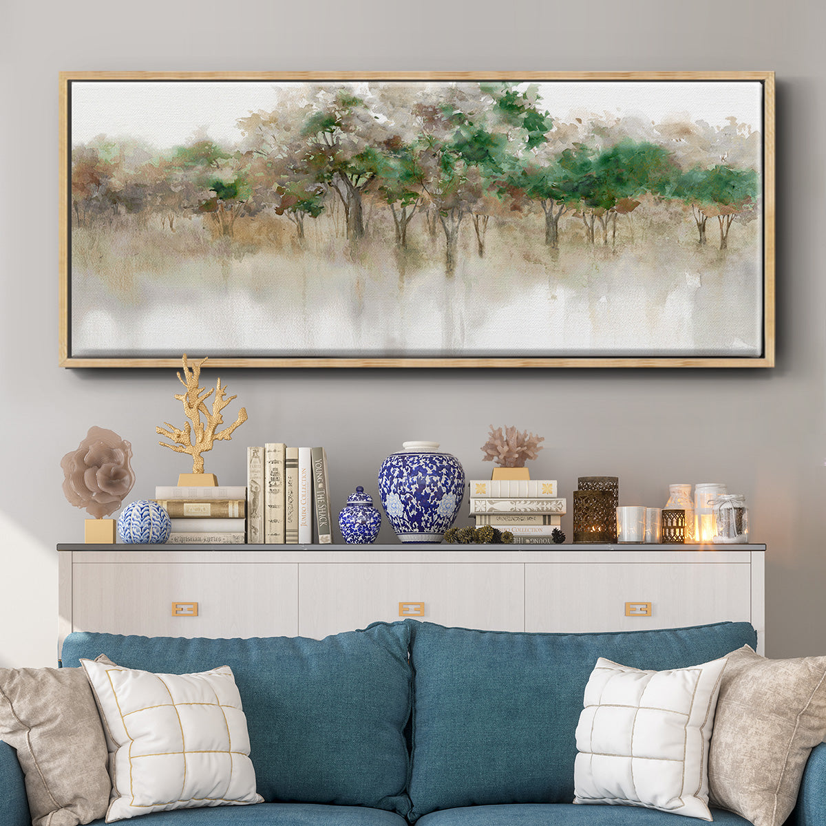 Subtle Meadow Reflections - Floater Framed Canvas Print