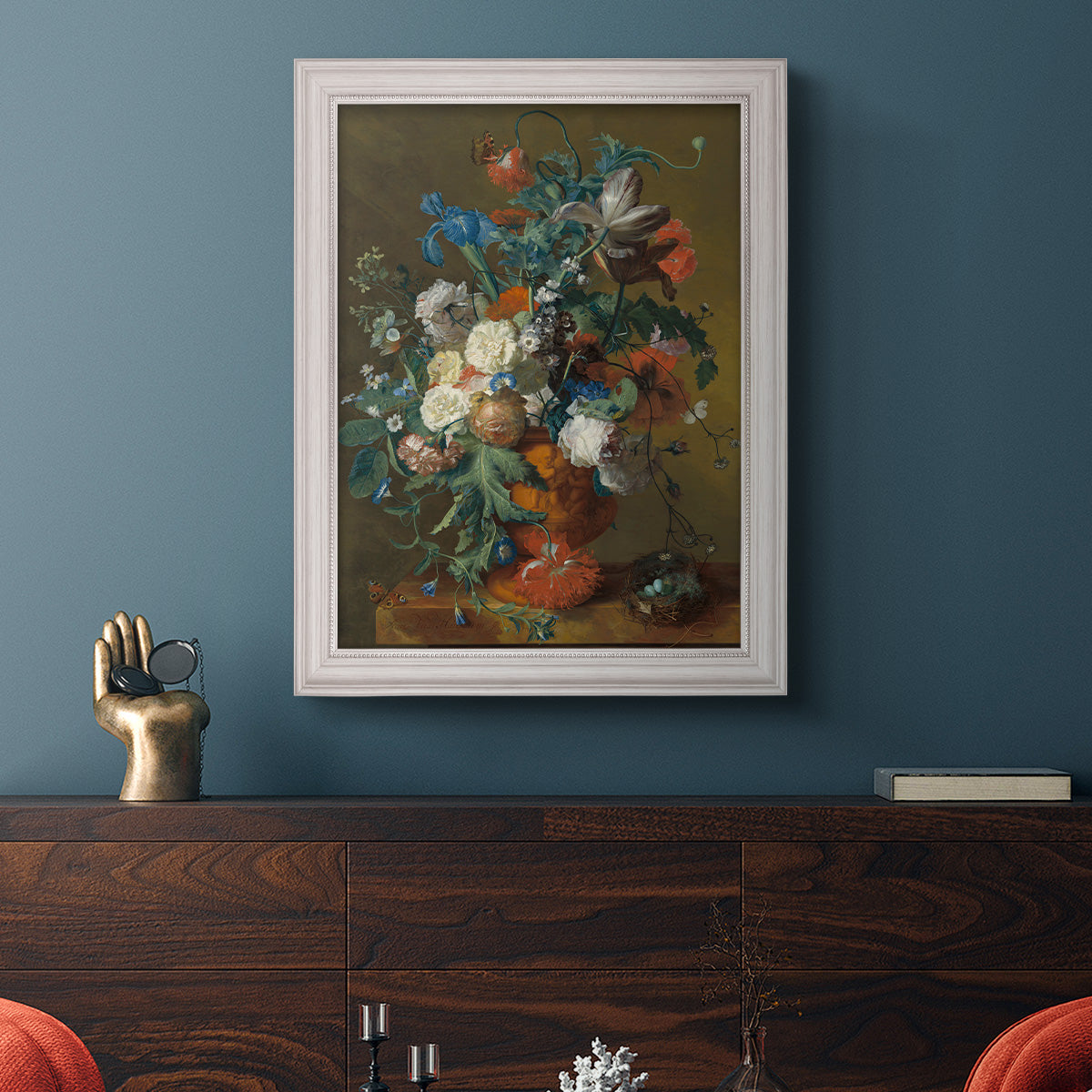 Flowers in an Urn - Ornate Framed Canvas Print