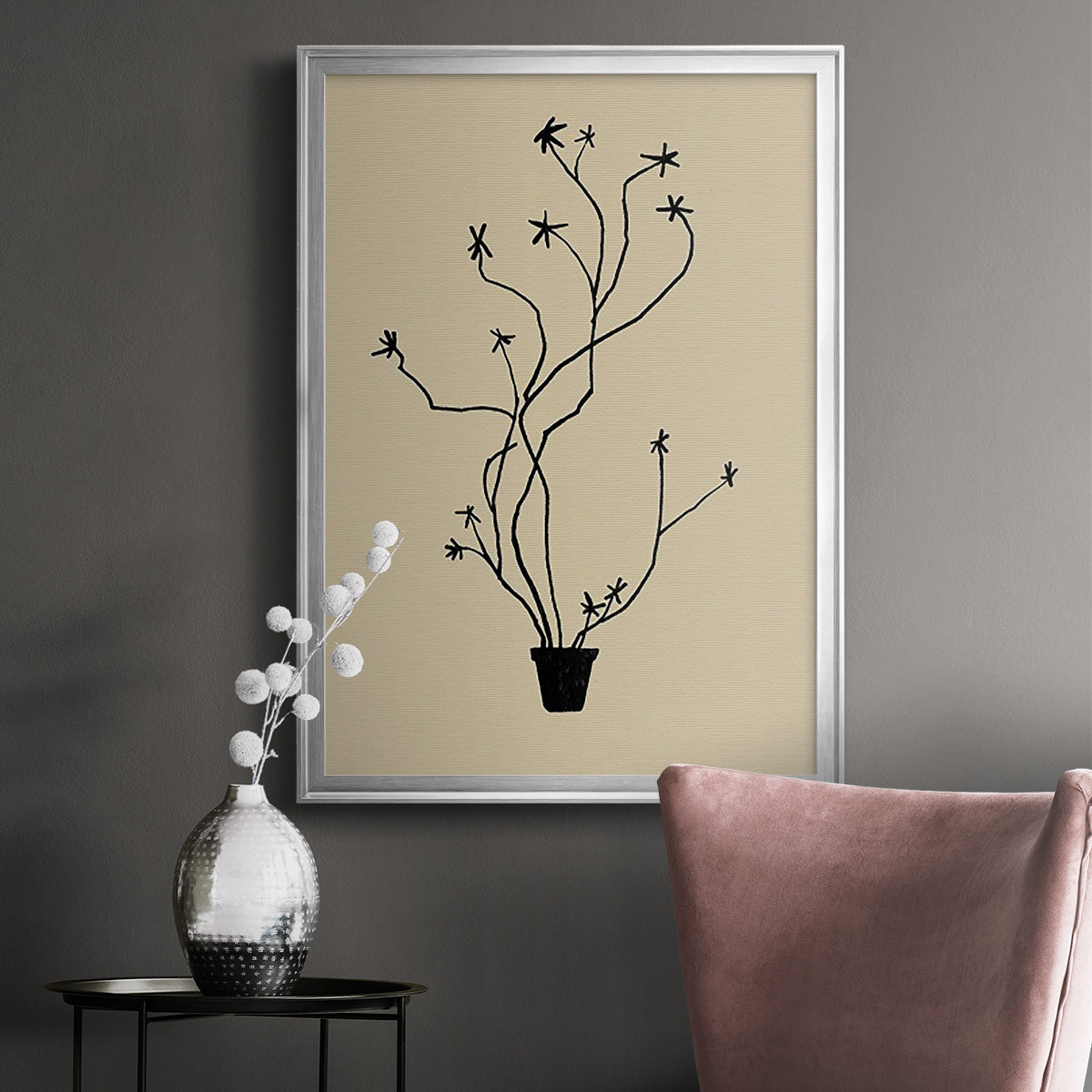 Spring Sprig Vase II - Modern Framed Canvas Print