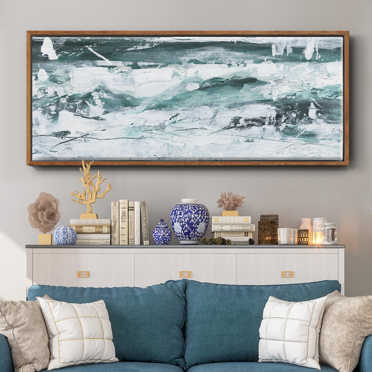 Misty Waves II - Floater Framed Canvas Print