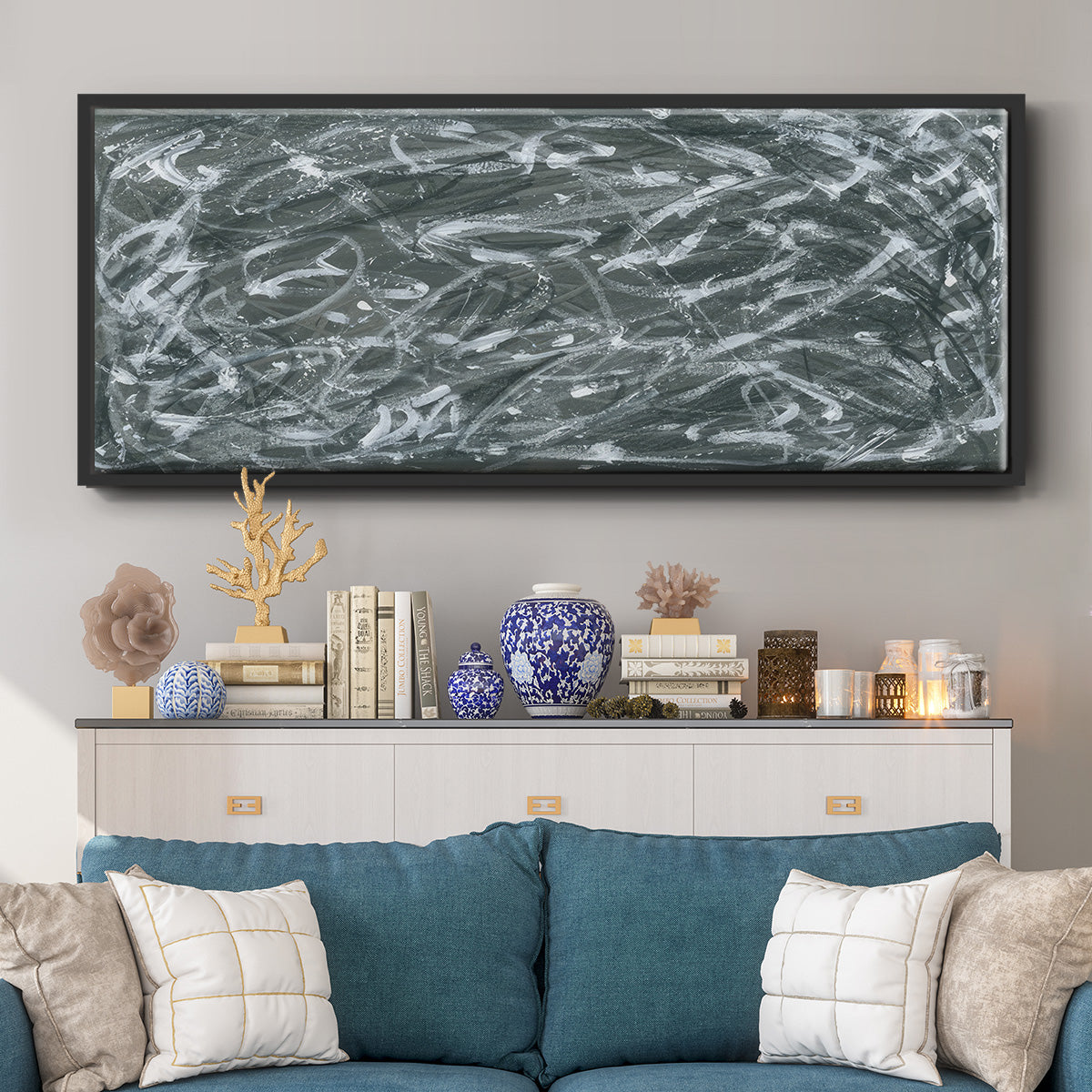 Static Scramble I  - Floater Framed Canvas Print