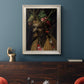 Surreal allegorical portrait representing the four seasons by Giuseppe Arcimboldo in an ornate champagne frame displayed in a dark-toned interior setting.