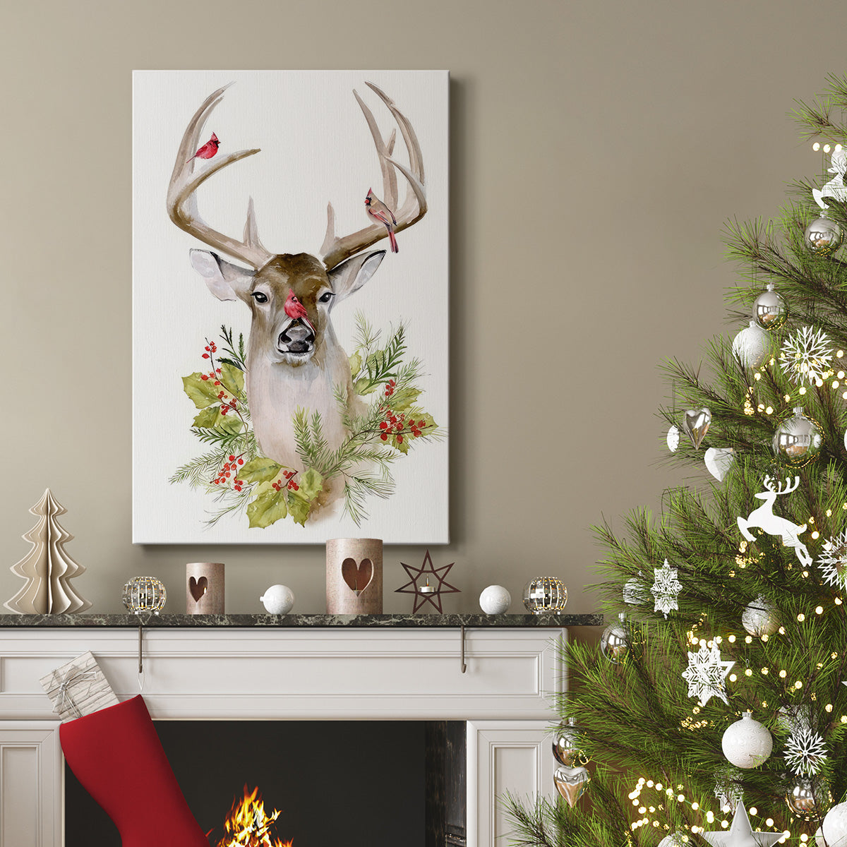 Holiday Deer Collection B - Gallery Wrapped Canvas