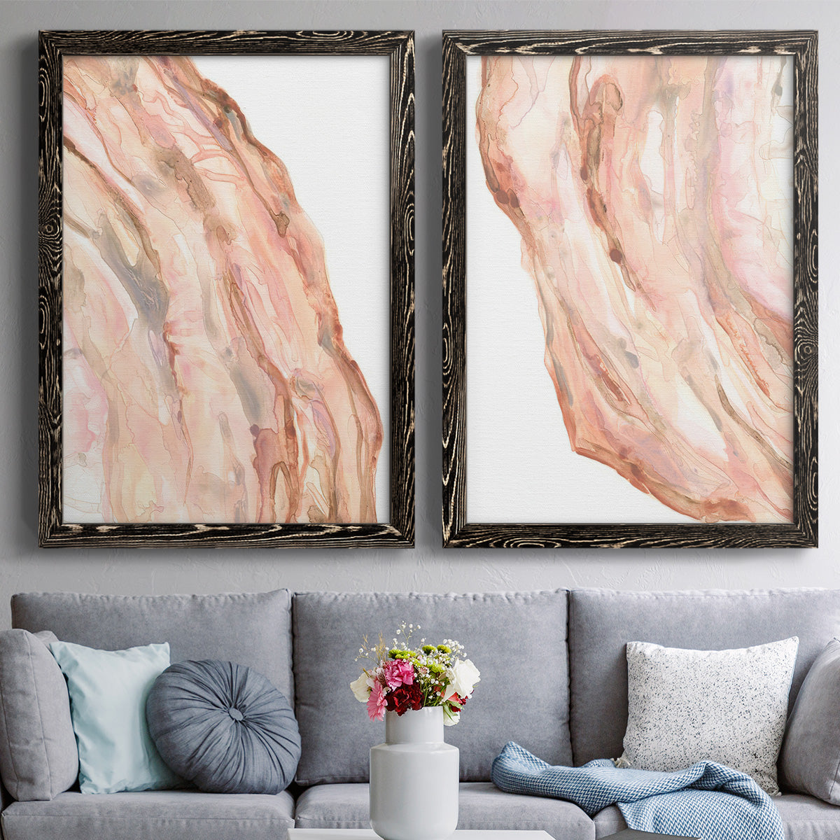 Rose Quartz I - Premium Framed Canvas 2 Piece Set - Ready to Hang