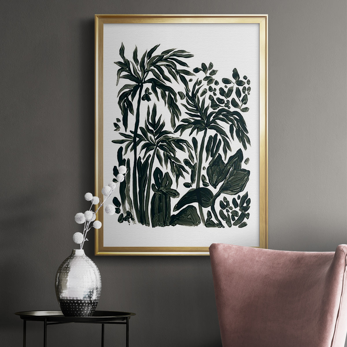 Ink Jungle III - Modern Framed Canvas Print