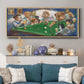 Pool Dogs - Floater Framed Canvas Print