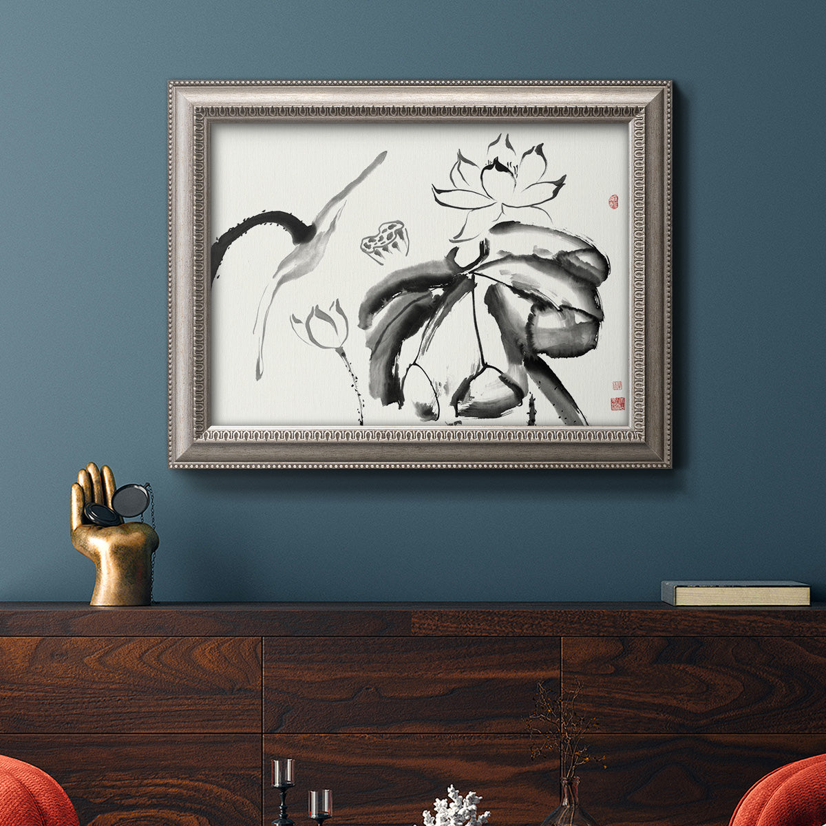 Lotus Study III Premium Framed Canvas- Ready to Hang