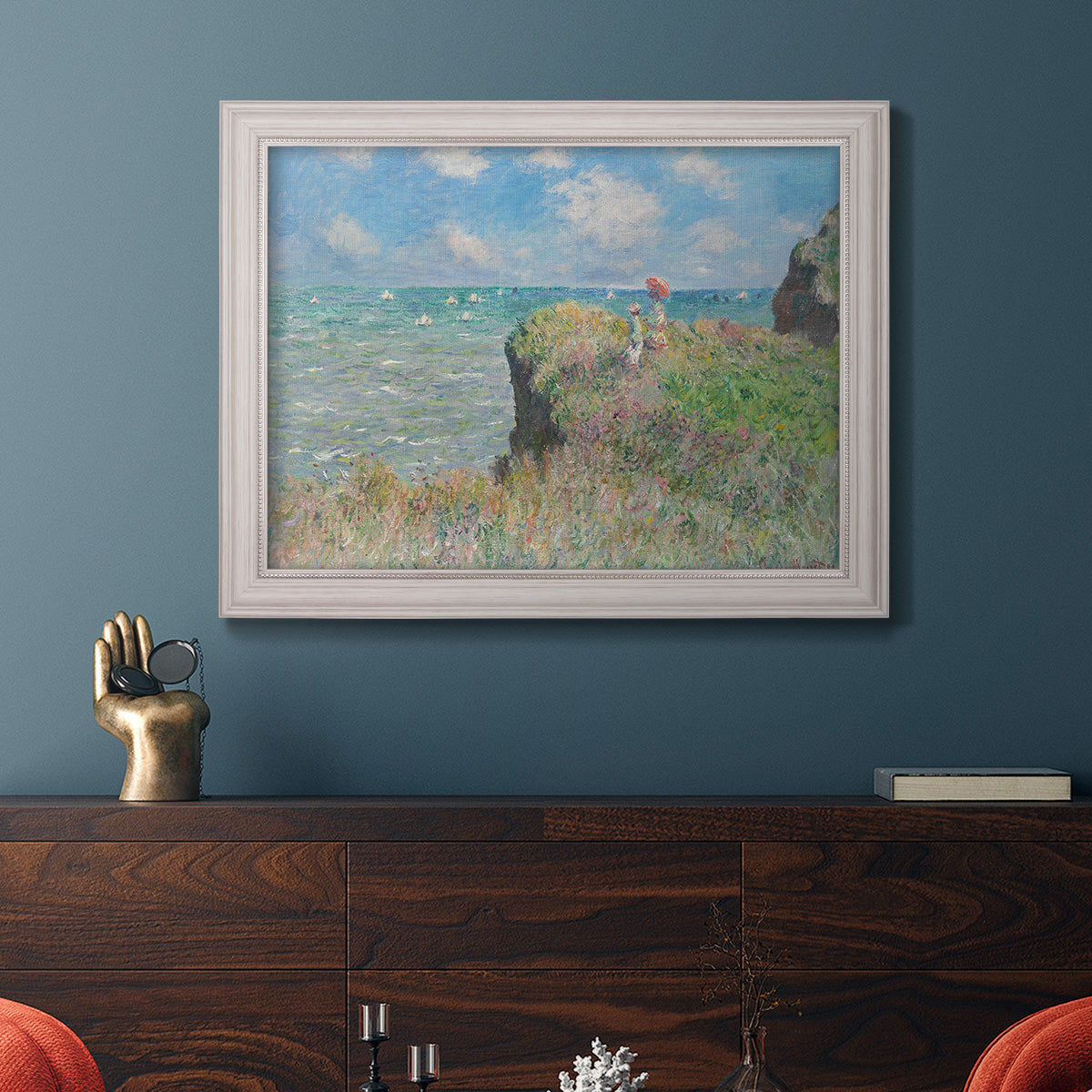 Cliff Walk At Pourville, 1882 - Ornate Framed Canvas Print