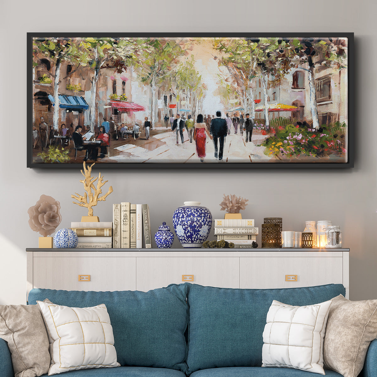 Paris Teal III - Floater Framed Canvas Print