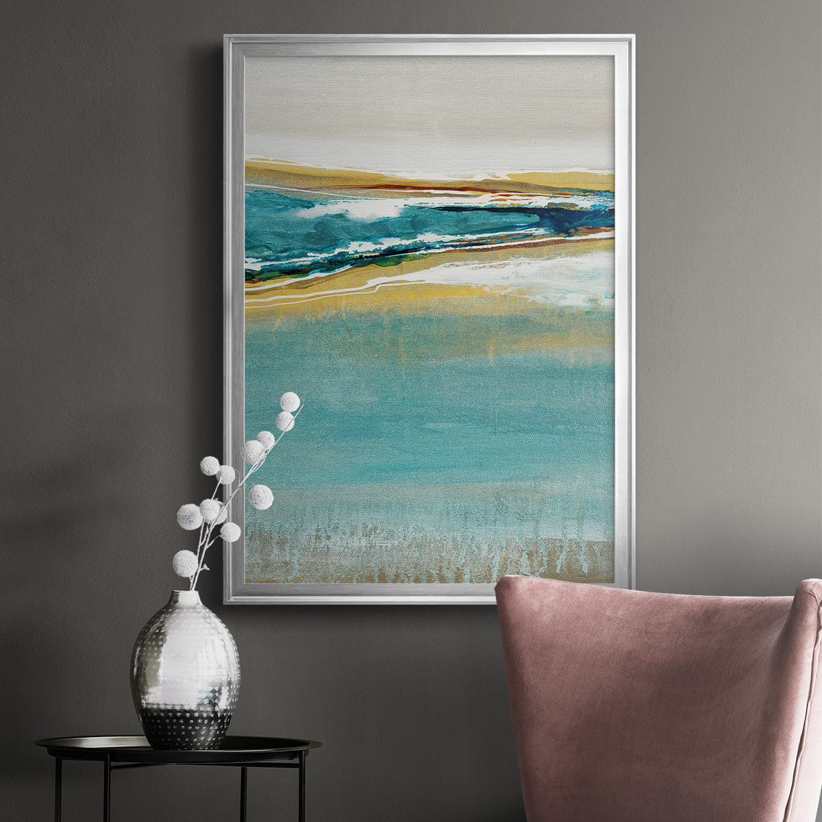 Aqua Quartz V1 - Modern Framed Canvas Print