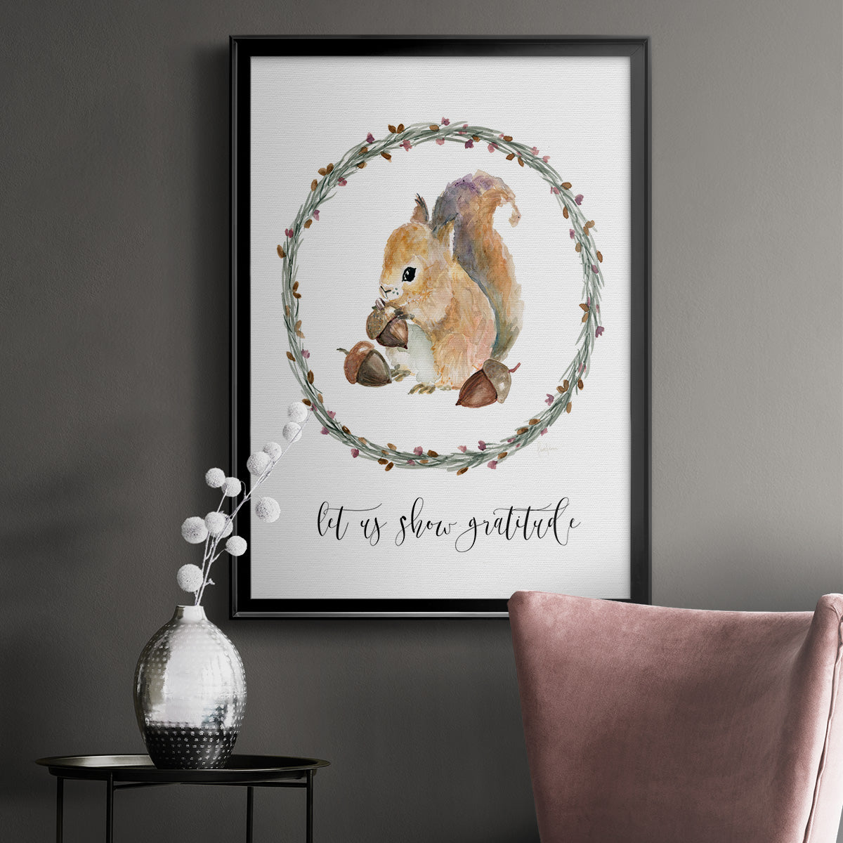 Harvest Home Squirrel - Modern Framed Canvas Print