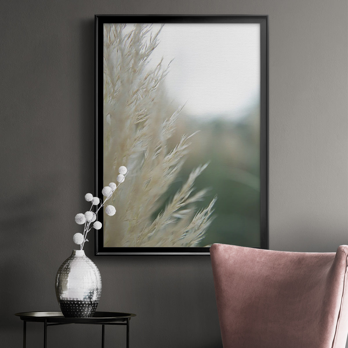 Subtle Grasses I - Modern Framed Canvas Print