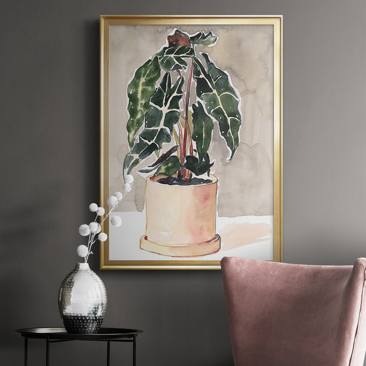 Potted Houseplant I - Modern Framed Canvas Print
