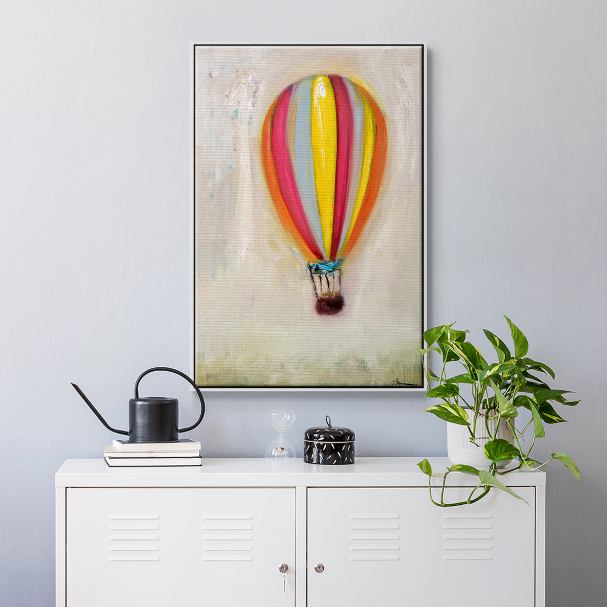 Lucky Hot Air Balloon - Framed Premium Gallery Wrapped Canvas L Frame - Ready to Hang