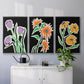 Pop Flowers I - Framed Premium Gallery Wrapped Canvas L Frame 3 Piece Set - Ready to Hang